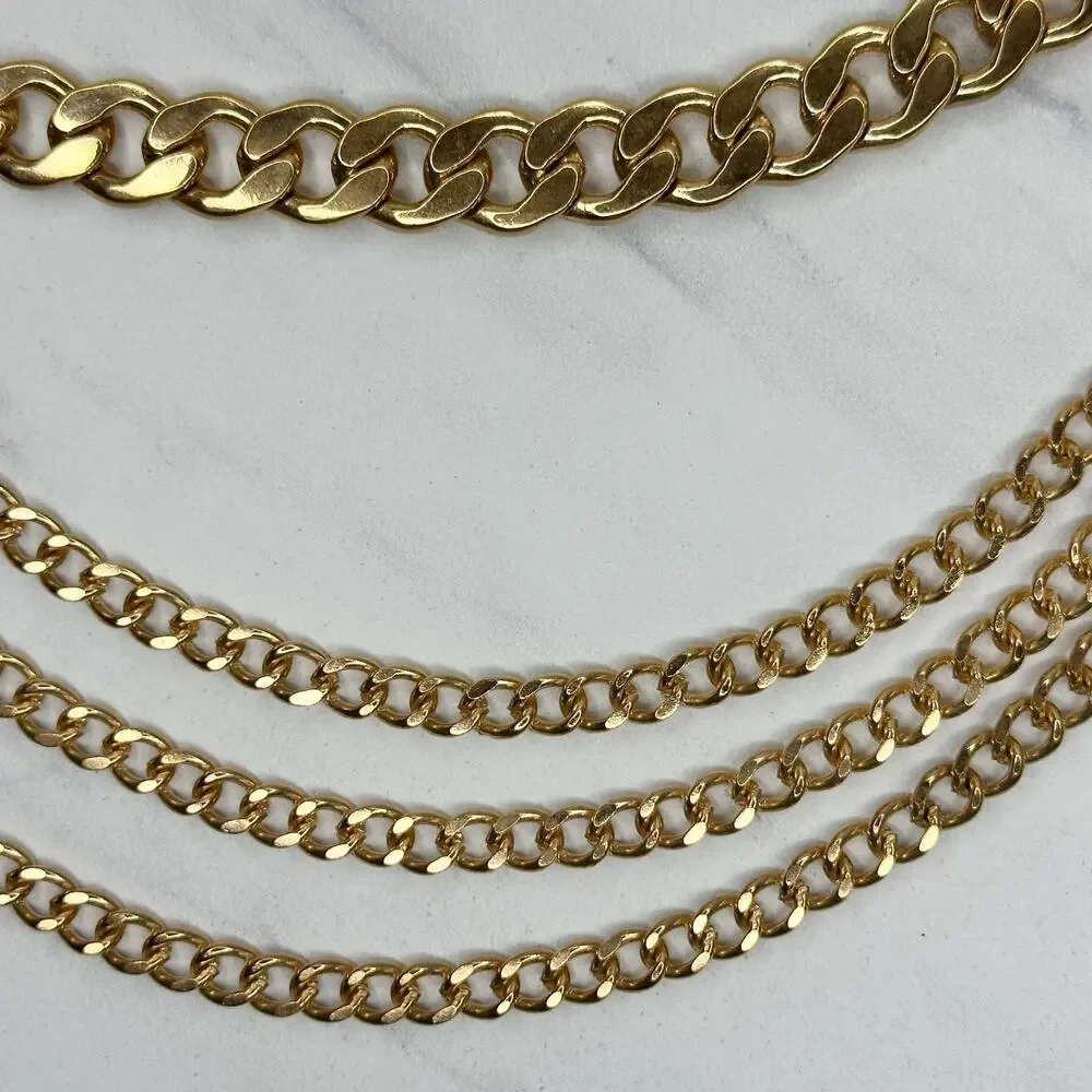 Draped Gold Curb Chain Belt Multi Strand OS ✨